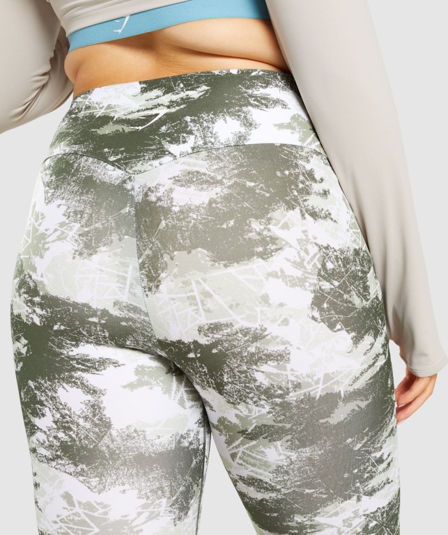 Green Camo Gymshark Training High Waisted Women's Leggings | US-67ZWHUR