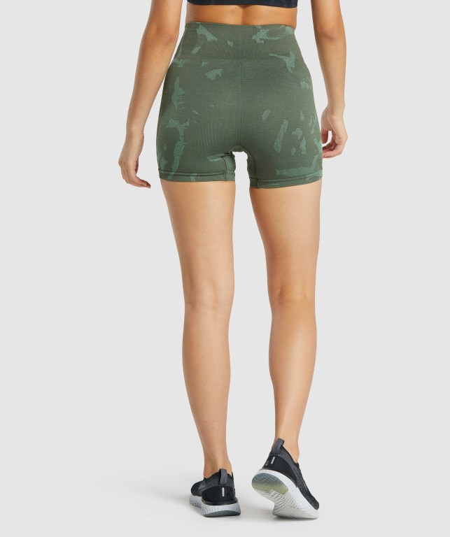 Green Gymshark Adapt Camo Seamless Women's Shorts | US-45UZLWR