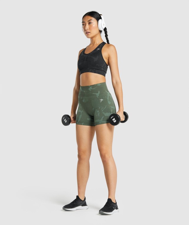 Green Gymshark Adapt Camo Seamless Women's Shorts | US-45UZLWR