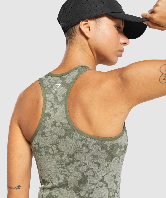 Green Gymshark Adapt Camo Seamless Women's Tank Tops | US-67MHOET