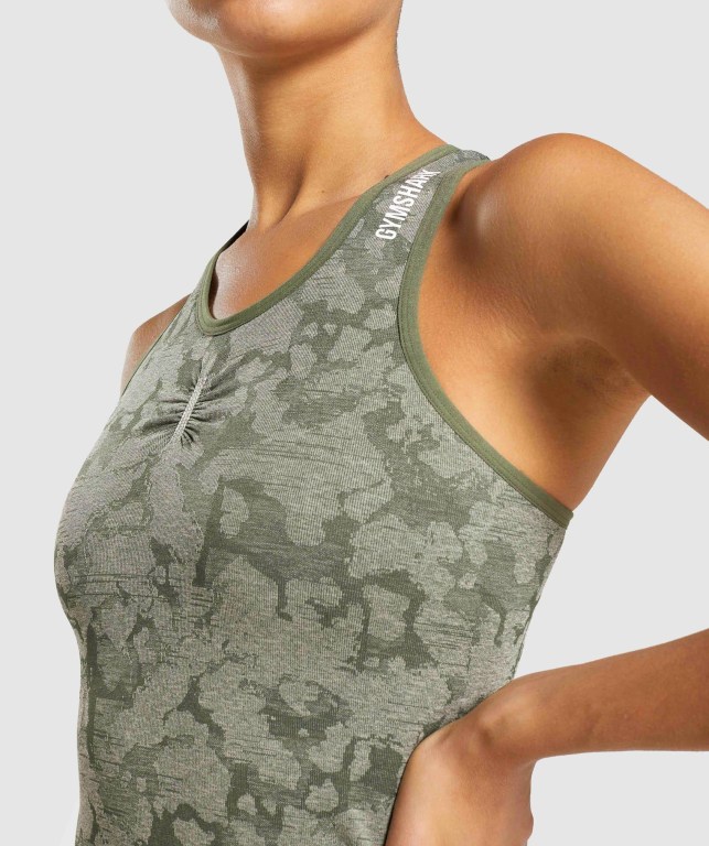 Green Gymshark Adapt Camo Seamless Women's Tank Tops | US-67MHOET