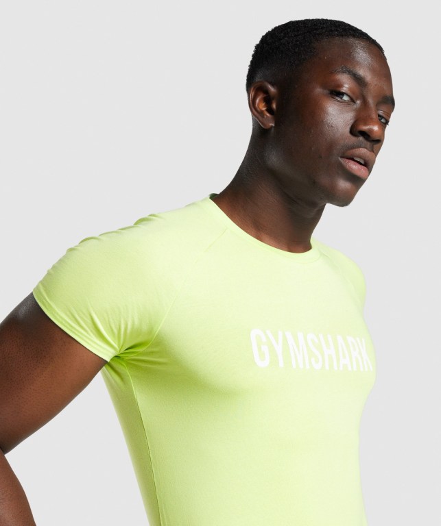 Green Gymshark Apollo Men's T Shirts | US-48EFYNQ