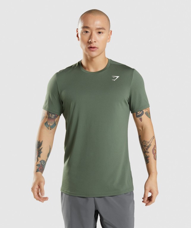 Green Gymshark Arrival Men\'s T Shirts | US-14VNADT