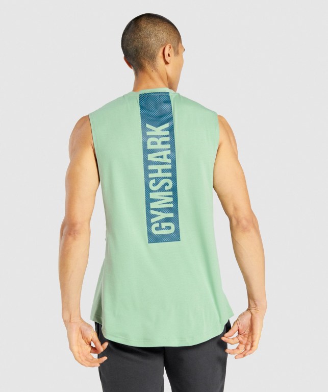 Green Gymshark Bold Drop Arm Men's Tank Tops | US-43QWLPG