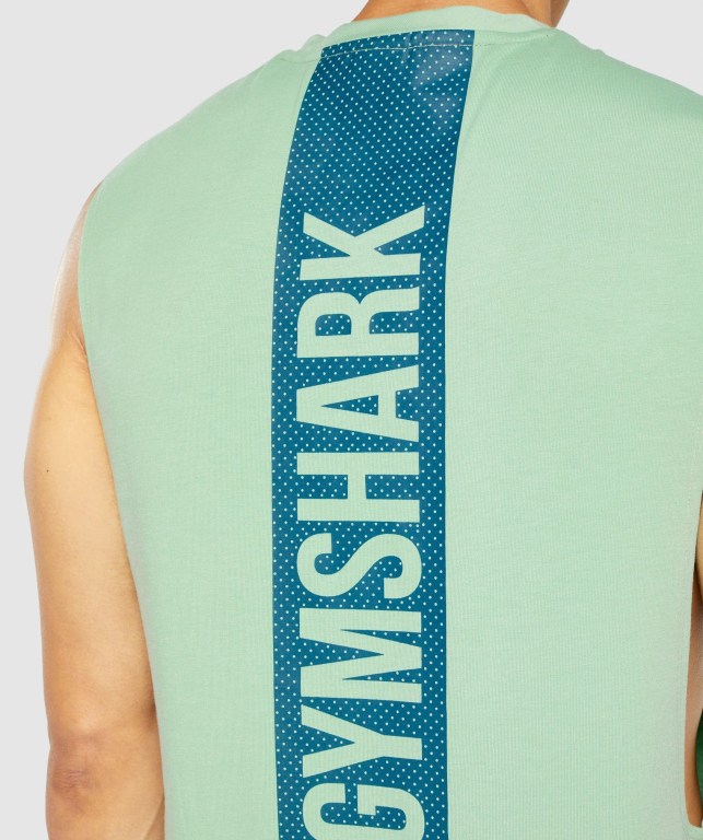 Green Gymshark Bold Drop Arm Men's Tank Tops | US-43QWLPG