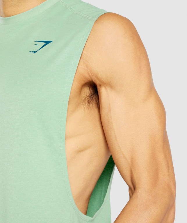 Green Gymshark Bold Drop Arm Men's Tank Tops | US-43QWLPG