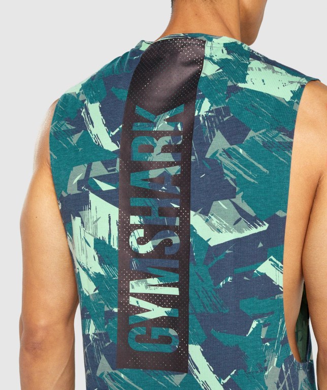 Green Gymshark Bold Drop Arm Men's Tank Tops | US-58YIXPU