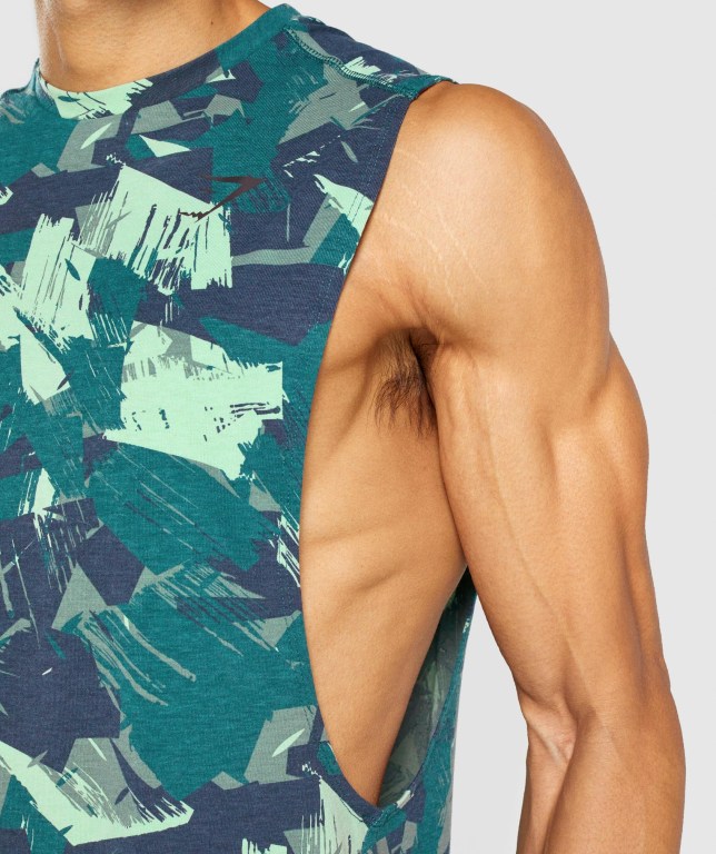 Green Gymshark Bold Drop Arm Men's Tank Tops | US-58YIXPU