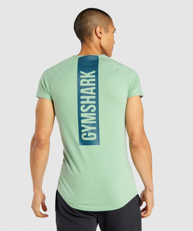 Green Gymshark Bold Men's T Shirts | US-98ETIUH