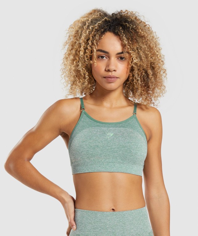 Green Gymshark Flex Strappy Women\'s Sports Bra | US-09UBEMP