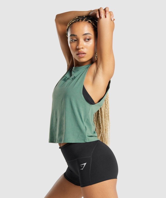 Green Gymshark GS Power Women's Tank Tops | US-71ZTUJG