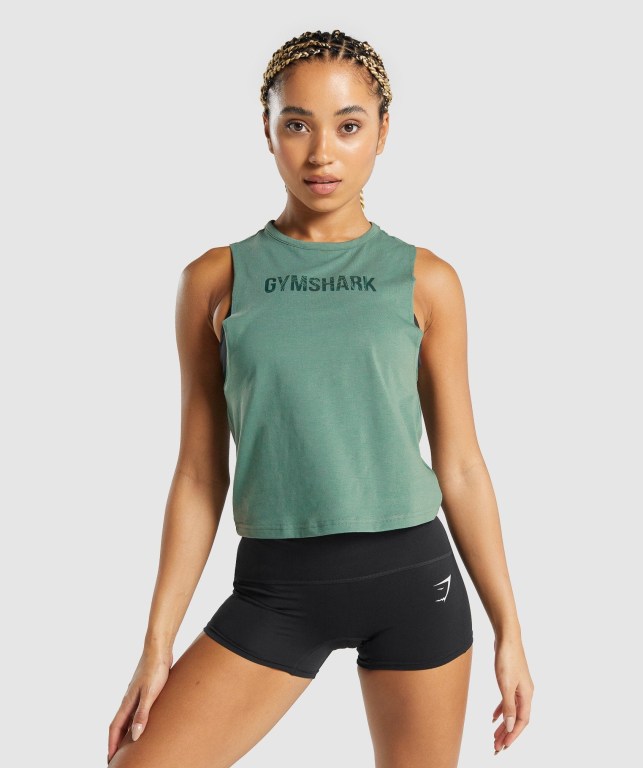 Green Gymshark GS Power Women\'s Tank Tops | US-71ZTUJG