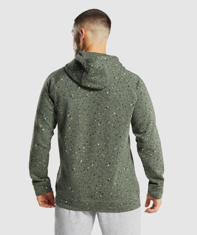 Green Gymshark Micro Print Men's Hoodies | US-78GBSMX