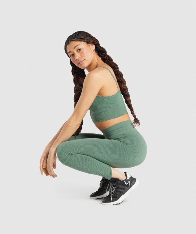 Green Gymshark Pause Seamless High Waisted Women's Leggings | US-24KVEPL