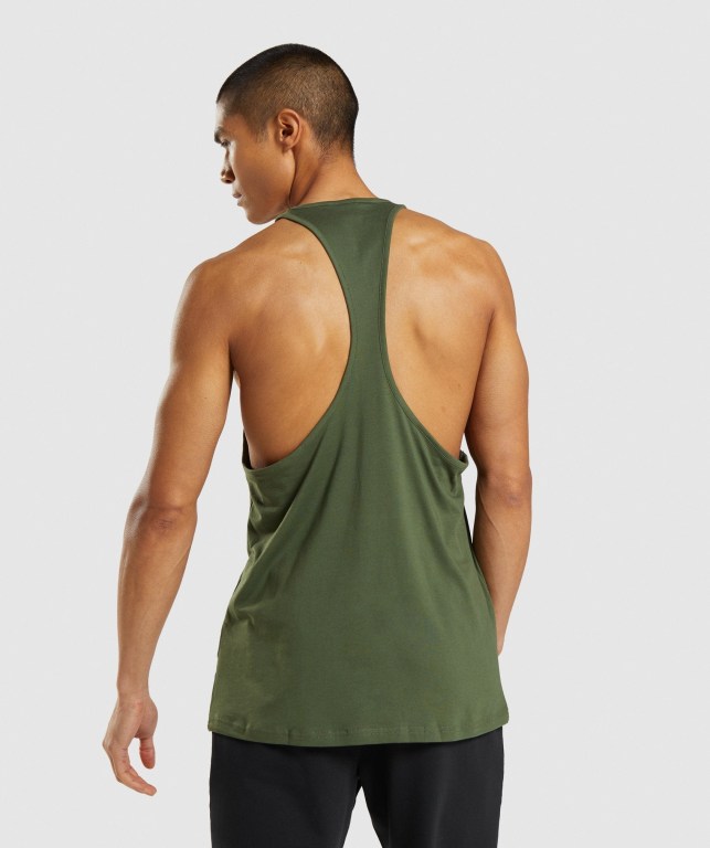 Green Gymshark Sharkhead Infill Men's Tank Tops | US-45ZVOEG