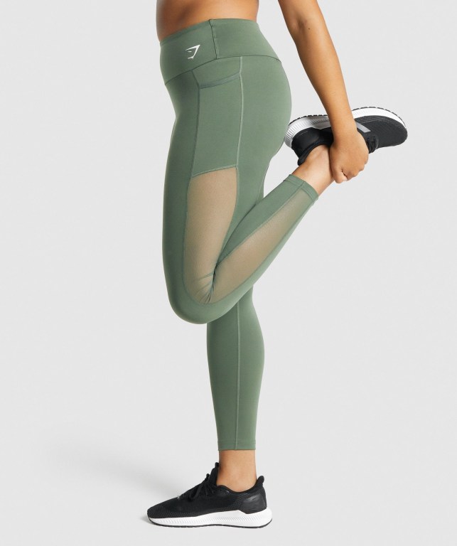 Green Gymshark Training Mesh Pocket High Waisted Women's Leggings | US-75SCLOQ