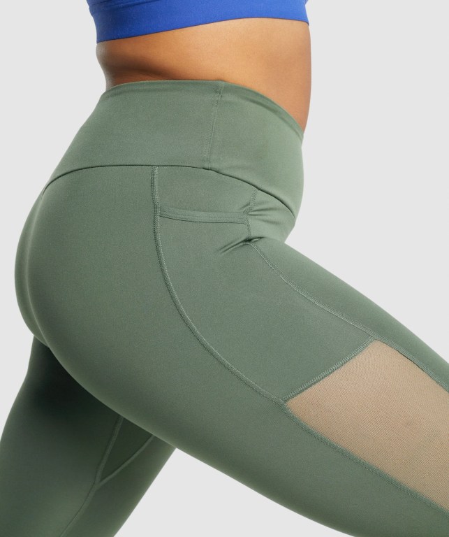 Green Gymshark Training Mesh Pocket High Waisted Women's Leggings | US-75SCLOQ