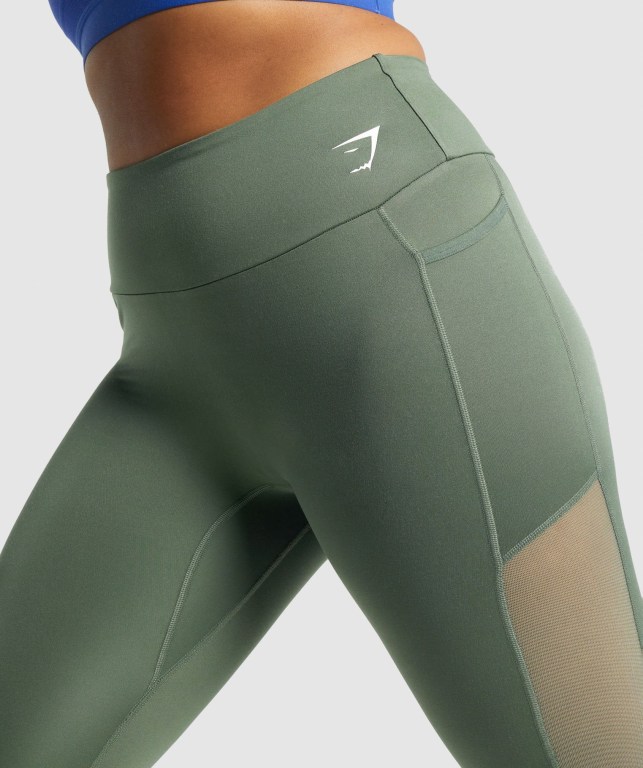 Green Gymshark Training Mesh Pocket High Waisted Women's Leggings | US-75SCLOQ