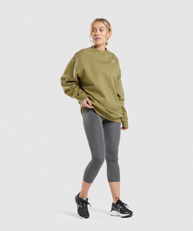 Green Gymshark Training Oversized Sweatshirt Women's Hoodies | US-80UJKAR