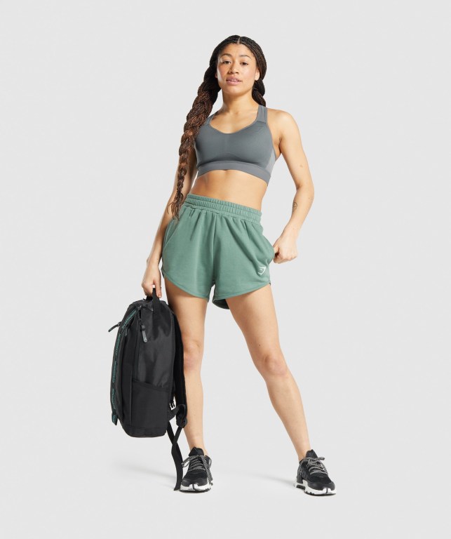 Green Gymshark Training Sweat Women's Shorts | US-46HDTNF