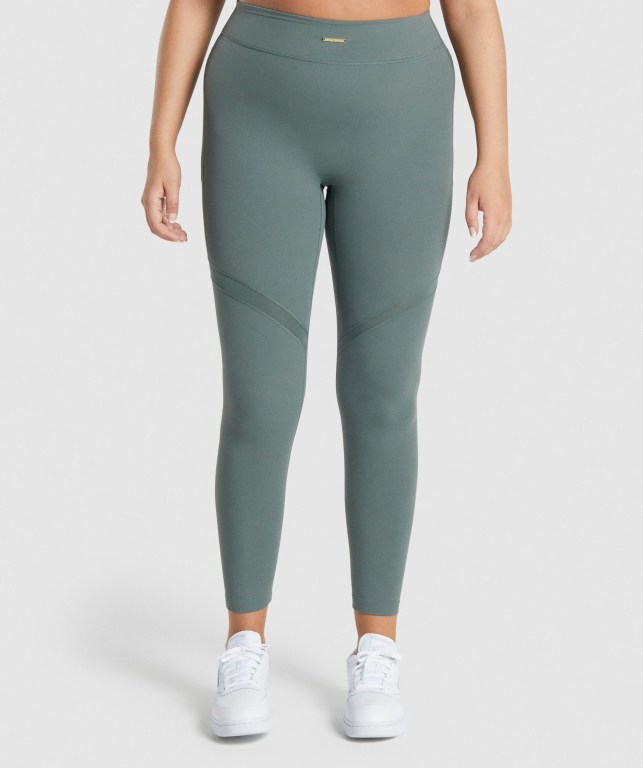 Green Gymshark Whitney Mesh High Waisted Women\'s Leggings | US-18QSWIV