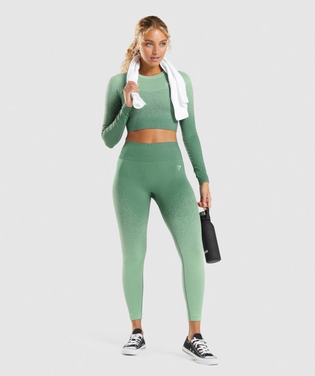 Green / Light Green Gymshark Adapt Ombre Seamless High Waisted Women's Leggings | US-08LWFKE