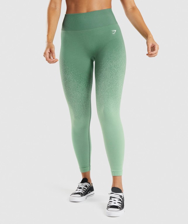 Green / Light Green Gymshark Adapt Ombre Seamless High Waisted Women\'s Leggings | US-08LWFKE