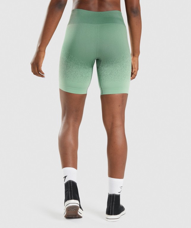 Green / Light Green Gymshark Adapt Ombre Seamless Cycling Women's Shorts | US-17NCIQO