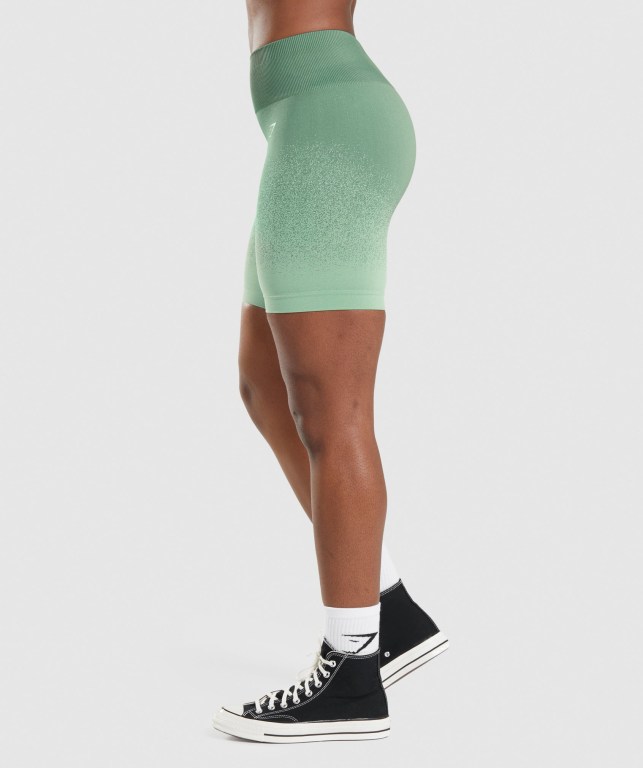 Green / Light Green Gymshark Adapt Ombre Seamless Cycling Women's Shorts | US-17NCIQO