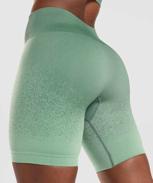 Green / Light Green Gymshark Adapt Ombre Seamless Cycling Women's Shorts | US-17NCIQO