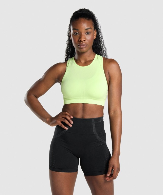 Green / Light Green Gymshark Apex Seamless Women\'s Sports Bra | US-31XIWUL