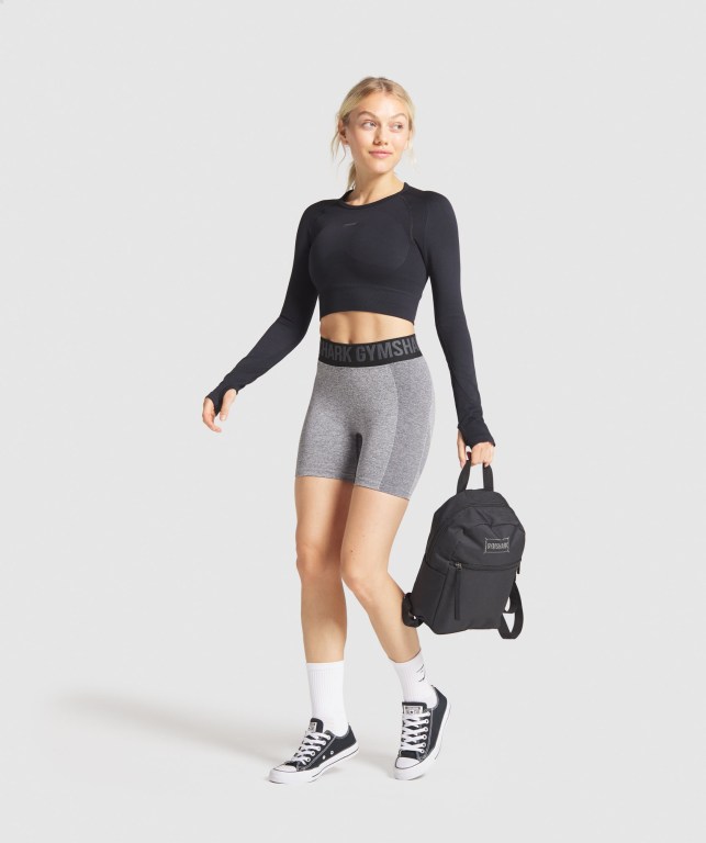 Grey / Black Gymshark Flex Women's Shorts | US-90JCGHE