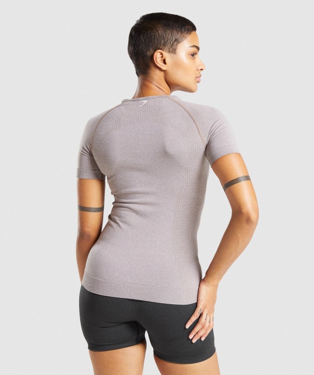 Grey Brown Gymshark Vital Seamless 2.0 Women's T Shirts | US-84GINMZ