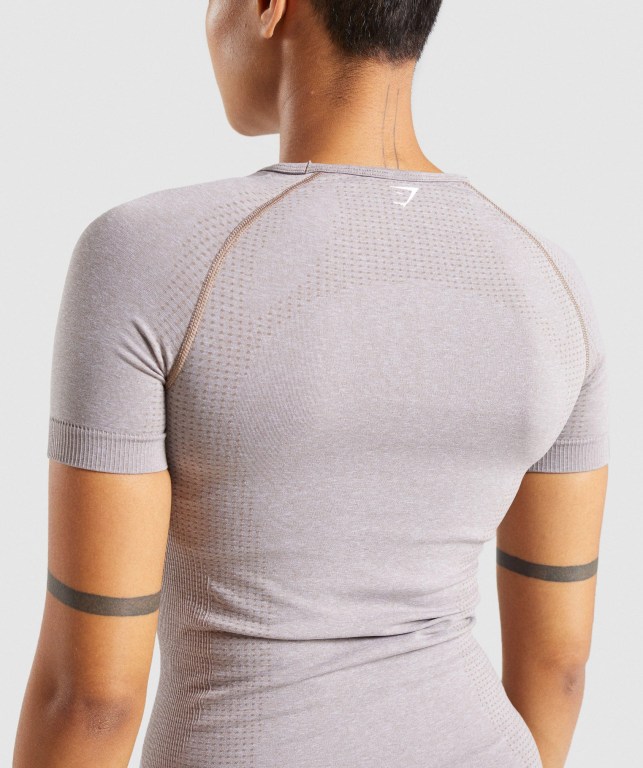 Grey Brown Gymshark Vital Seamless 2.0 Women's T Shirts | US-84GINMZ