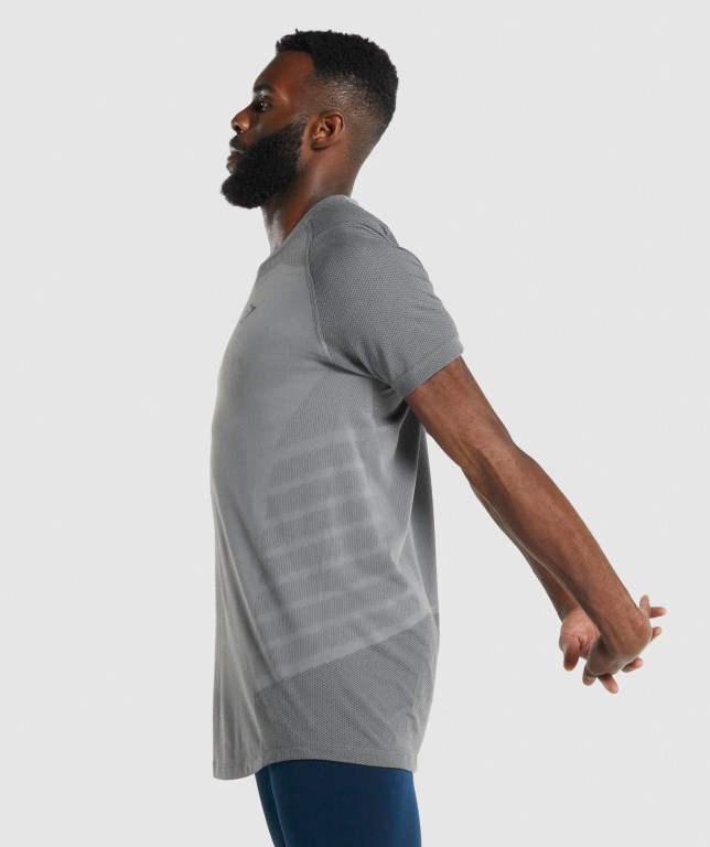 Grey Gymshark 315 Men's T Shirts | US-14SXKOP