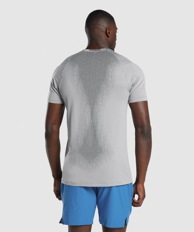 Grey Gymshark Apex Contrast Seamless Men's T Shirts | US-95QBIZN