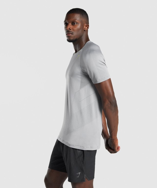 Grey Gymshark Apex Seamless Men's T Shirts | US-21DZEGQ