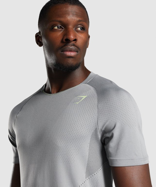 Grey Gymshark Apex Seamless Men's T Shirts | US-21DZEGQ