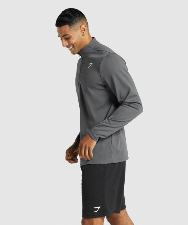 Grey Gymshark Arrival 1/4 Zip Men's Hoodies | US-62UZHTF