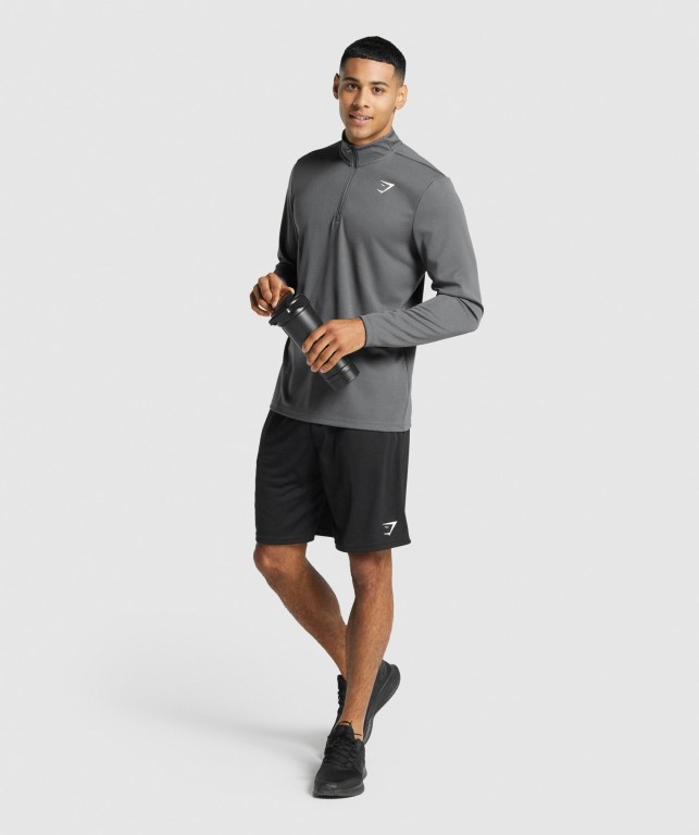 Grey Gymshark Arrival 1/4 Zip Men's Hoodies | US-62UZHTF