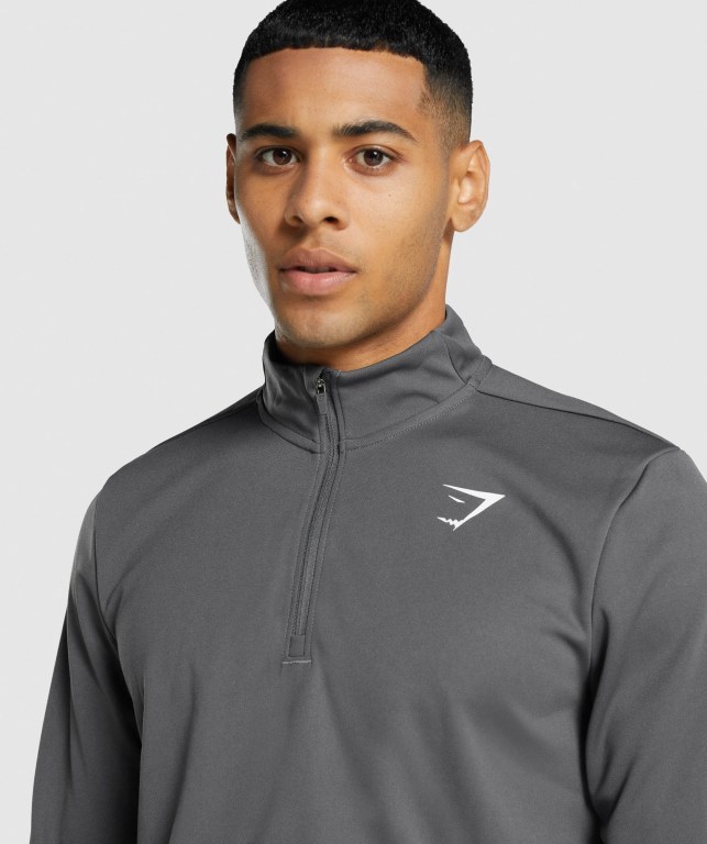 Grey Gymshark Arrival 1/4 Zip Men's Hoodies | US-62UZHTF