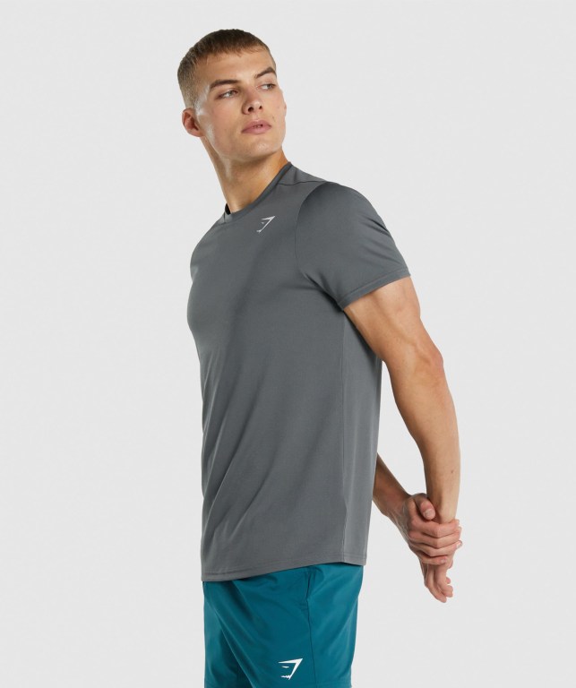 Grey Gymshark Arrival Regular Fit Men's T Shirts | US-81OMXIE