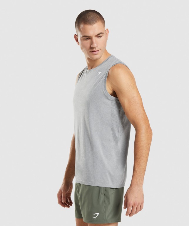 Grey Gymshark Arrival Seamless Men's Tank Tops | US-31FOLNV