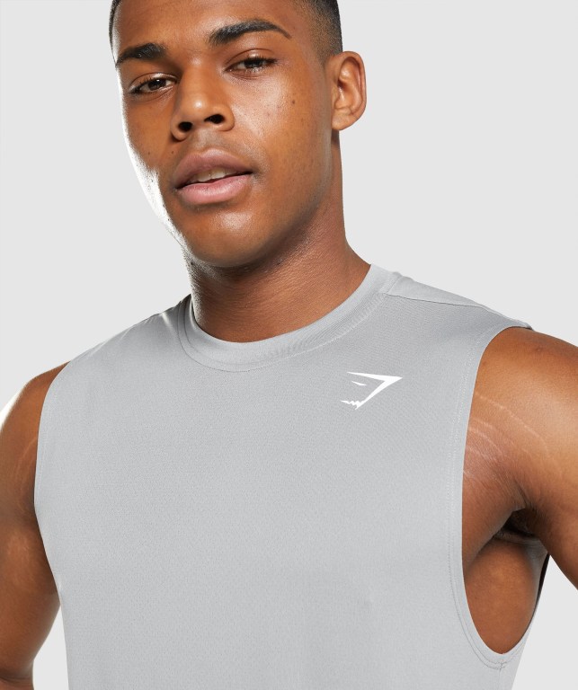 Grey Gymshark Arrival Sleeveless Men's Tank Tops | US-38AHDGX