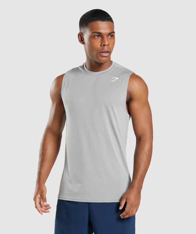 Grey Gymshark Arrival Sleeveless Men\'s Tank Tops | US-38AHDGX