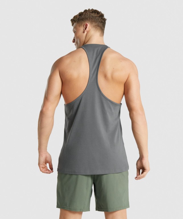 Grey Gymshark Block Infill Men's Tank Tops | US-53ZTKOY