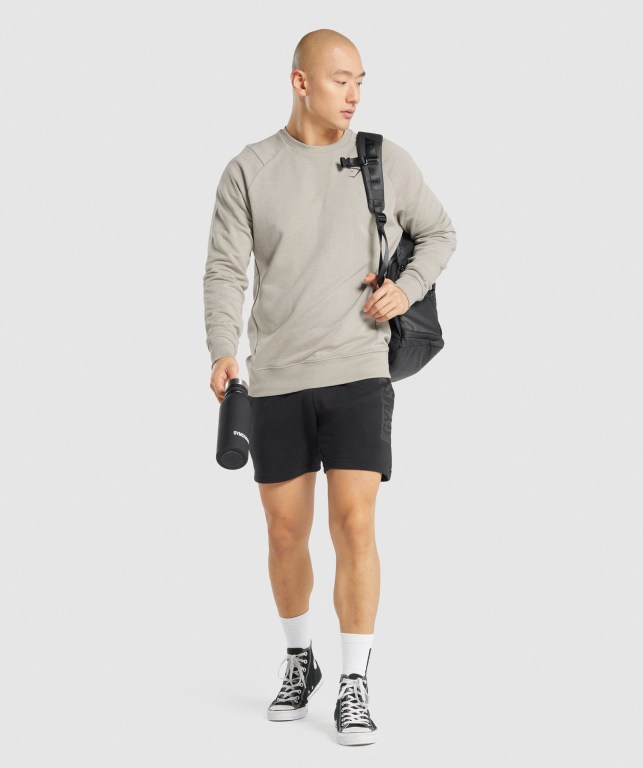 Grey Gymshark Bold Crew Men's Hoodies | US-96XLRBF