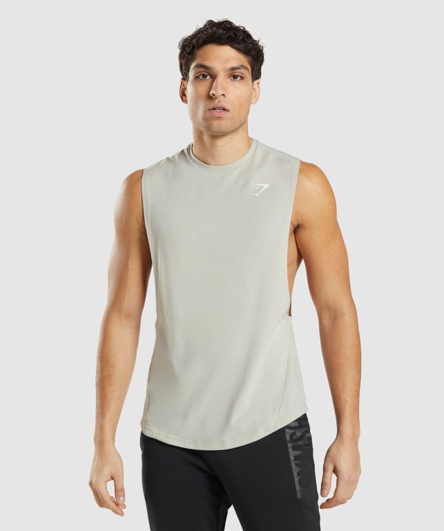 Grey Gymshark Bold Drop Arm Men's Tank Tops | US-34AUCYW