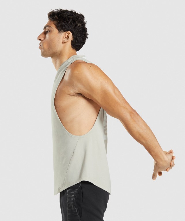 Grey Gymshark Bold Drop Arm Men's Tank Tops | US-34AUCYW