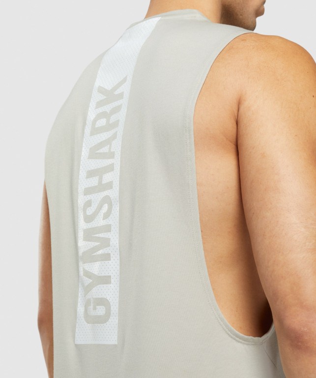 Grey Gymshark Bold Drop Arm Men's Tank Tops | US-34AUCYW